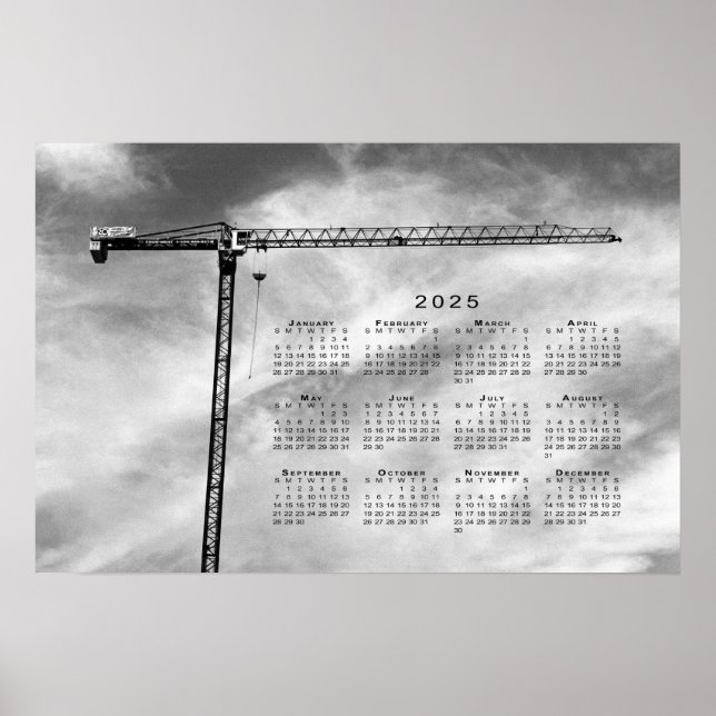 Poster Grue de construction de beaux-arts Photo Calendrie (Devant)