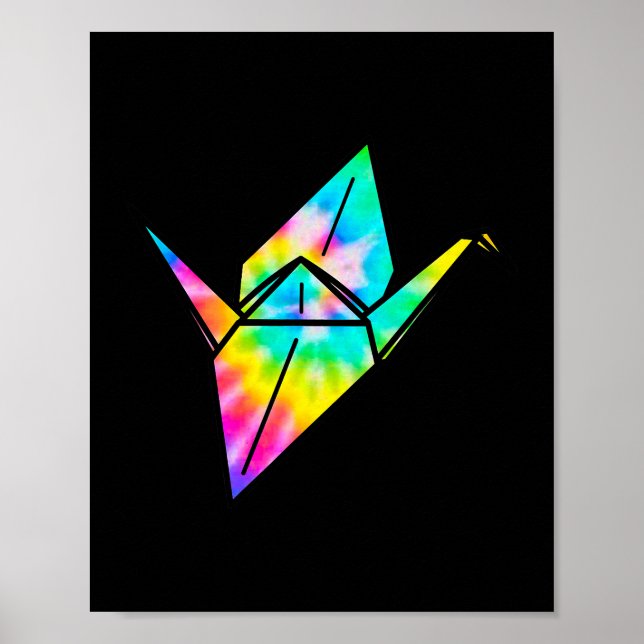 Poster Grue en papier Tie Dye Origami (Devant)