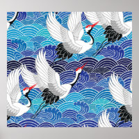 Grue japonaise : Motif orné d'oiseaux.