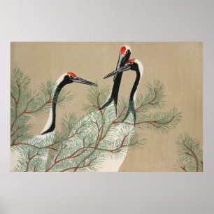 Poster Grues de Momoyogusa par Kamisaka Sekka (1909)