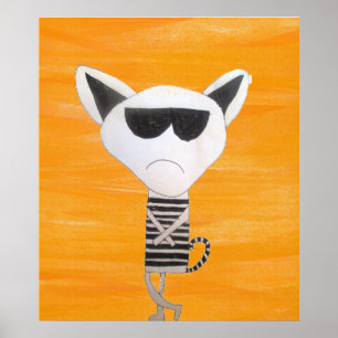 Poster Grumpy cool cat with sunglasses art