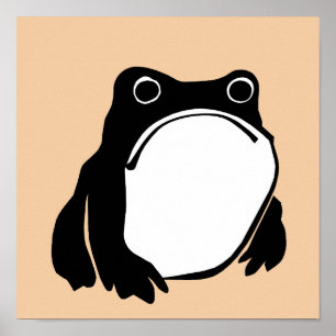 Poster Grumpy Frog dessin art japonais par Matsumoto Hoji