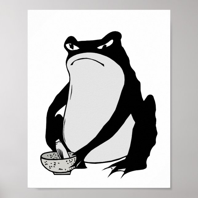 Poster Grumpy Frog dessin art japonais par Matsumoto Hoji (Devant)