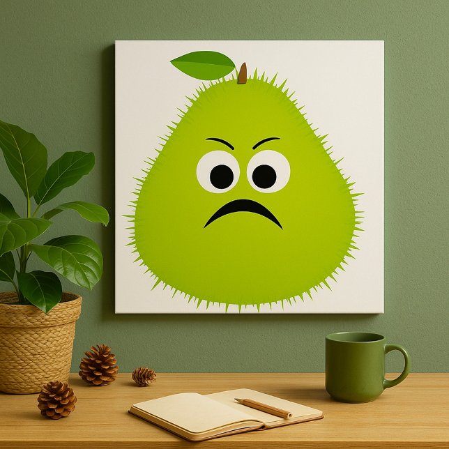 Poster Grumpy Fuzzy Pear Visage Fruit drôle Caractère (Créateur téléchargé)