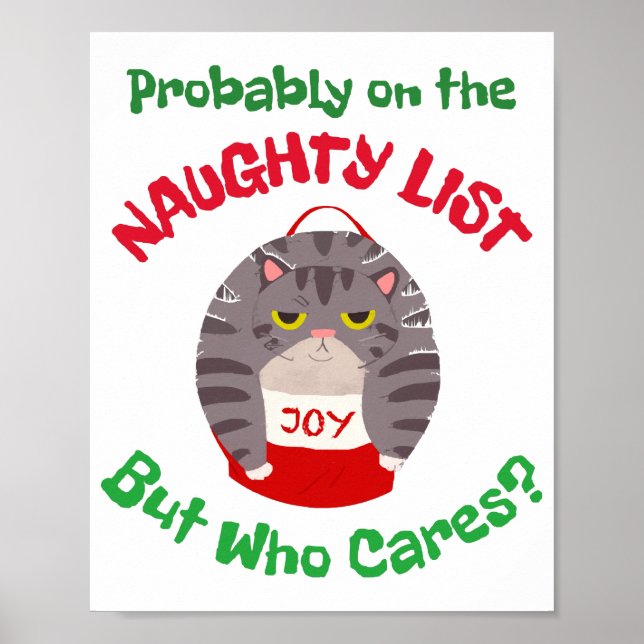 Poster Grumpy Sarcastique chat de Noël Probablement sur l (Devant)