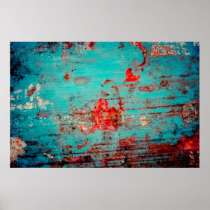 Poster Grunge arrière - plan de turquoise. Blocs, frottis