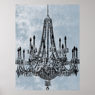 Poster Grunge chic de bleu de lustre