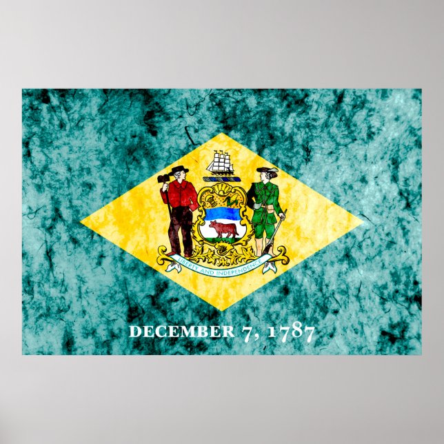 Poster Grunge du drapeau de l'État de suppression (Devant)