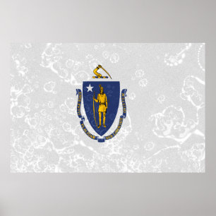 Poster Grunge du drapeau de l'État du Massachusetts