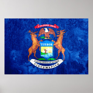 Poster Grunge du drapeau de l'État du Michigan