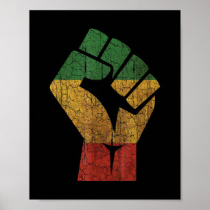 Poster Grunge Rouge Vert Jaune Poing Noir Vit Mat
