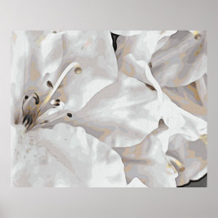 Poster *~* Grunge Rustique Azalea Fleurs Blanc Neutre
