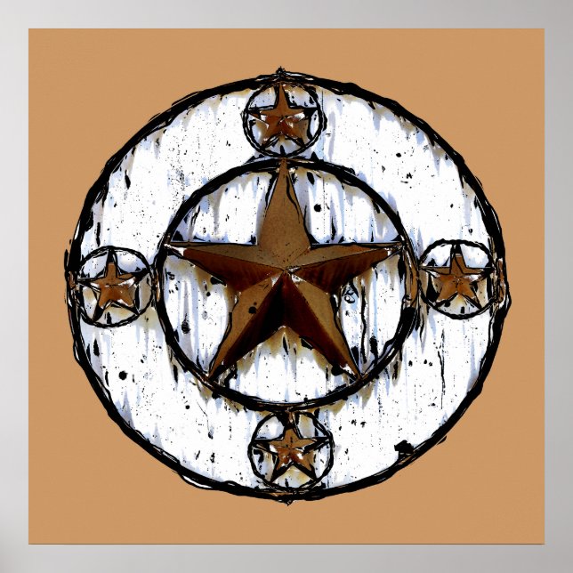 POSTER GRUNGY TEXAS STAR (Devant)