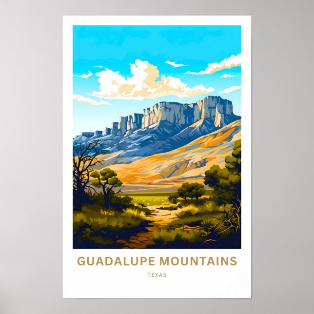 Poster Guadalupe Mounts Texas Travel Imprimer (Devant)