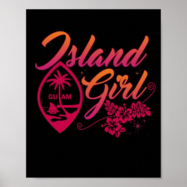 Poster Guam Flower Chamorrita Guam Island Guamanian Girl (Devant)