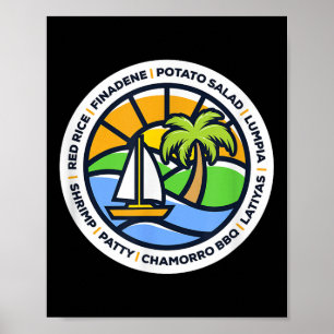 Poster Guam Food - Finadene, Riz Rouge, Lumpia, Chamorro 