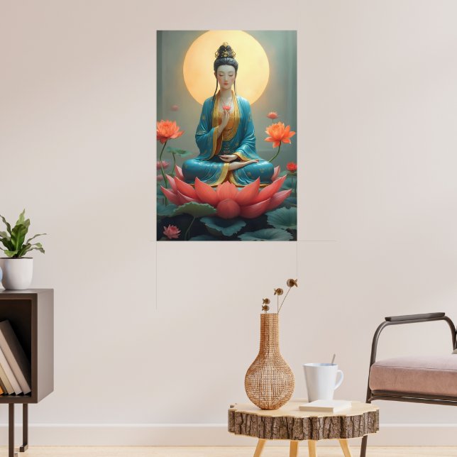 Poster Guanyin Méditant sur un Lotus Radiant (Salon 3)