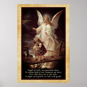 Poster Guardian Angel, Children, Bridge and Poem