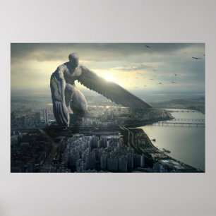 Poster Guardian angel protecting the city