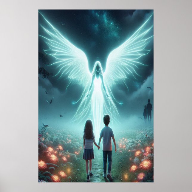 Poster Guardian Angel + Two Children Walking a Dark Path (Devant)