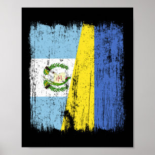 Poster Guatemala Ukraine Demi-drapeau guatémaltèque ukrai