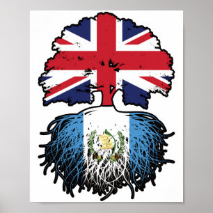 Poster Guatémaltèque Royaume-Uni Drapeau des racines d'ar