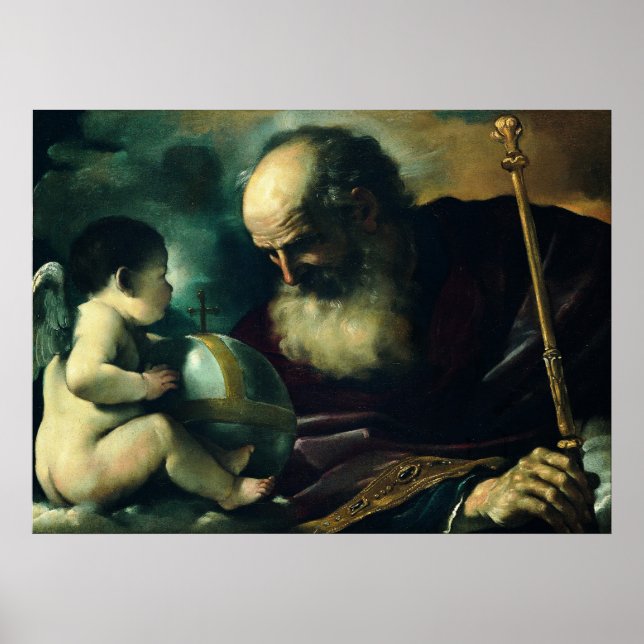Poster Guercino - Dieu le Père et l'Ange - 1620 (Devant)