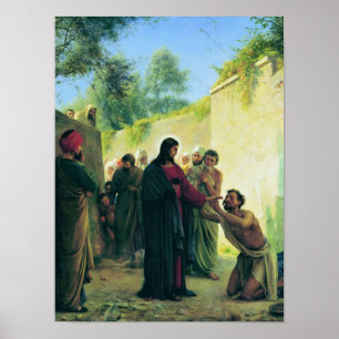 Poster Guérir l'aveugle par Carl Bloch