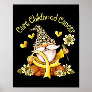 Poster Guérir le cancer de l'enfant Ruban doré Gnome Canc