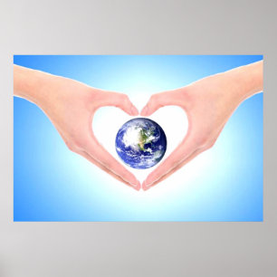 Poster Guérir les mains embrassant la terre en guérissant