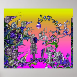 POSTER GUERRE BESTIAIRE MÉDIÉVALE, CHEVALIERS, ESPACES GÉ