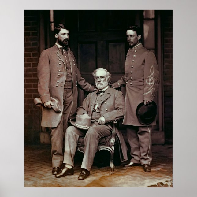 Poster GUERRE CIVILE GÉNÉRAL LEE et PERSONNEL 1865 (Devant)