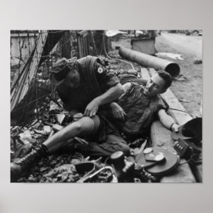 Poster Guerre de Vietnam blessée de soldat 1968