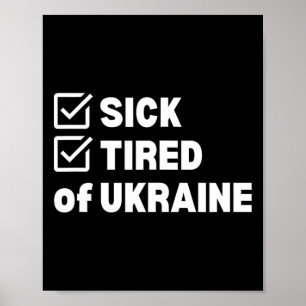 Poster Guerre Envie de vomir et fatigué Ukraine 