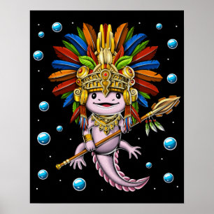 Poster Guerrier Axolotl Aztec