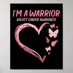 Poster Guerrier Coeur Papillon du sein Conscience du canc