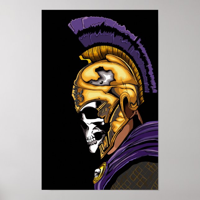 Poster Guerrier crâne avec Noir (Devant)