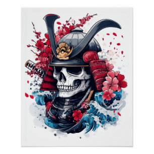 Poster Guerrier Crâne Samouraï