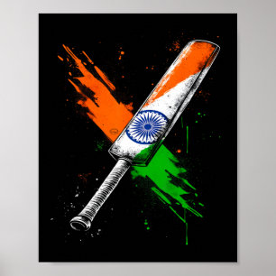 Poster Guerrier de cricket d'Inde T Cricket Drapeau brita