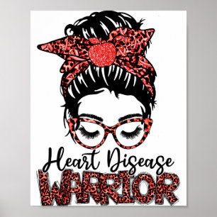 Poster Guerrier de la maladie cardiaque Ruban rouge Chign