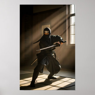 Poster Guerrier de l'ombre Ninja Japonais