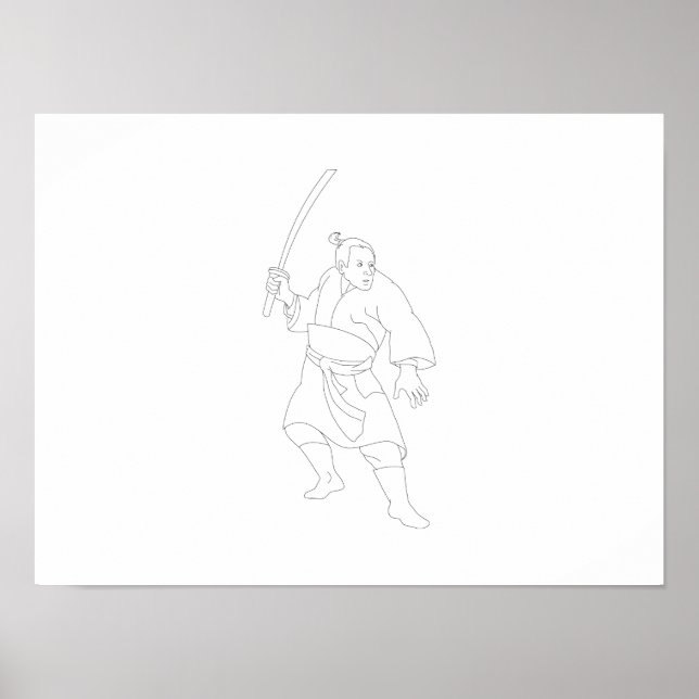Poster Guerrier de Samouraï avec épée Katana (Devant)