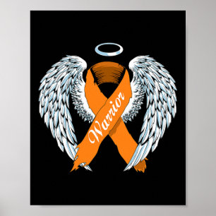 Poster Guerrier De Sensibilisation Orange Ruban Et Anges