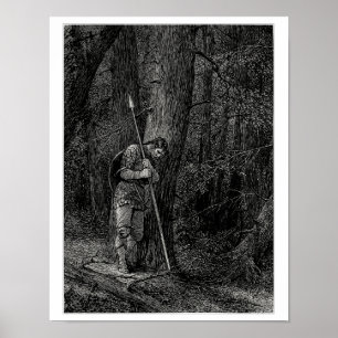 Poster Guerrier penché contre un arbre