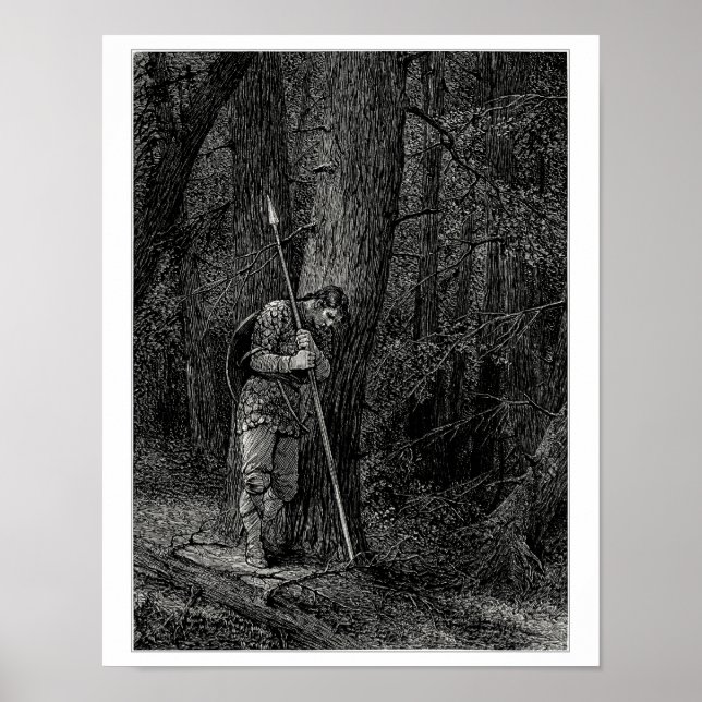 Poster Guerrier penché contre un arbre (Devant)
