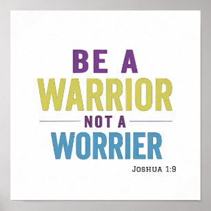 Poster Guerrier Poli Pas Inquiet Josué 1:9 Spirituel