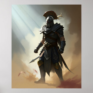 Poster Guerrier Romain Spartiate, Armure Sombre