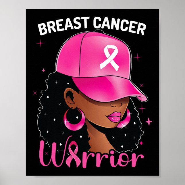 Poster Guerrière du cancer Femme noire Sensibilisation au (Devant)