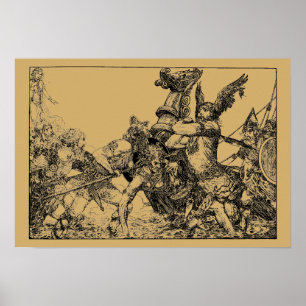 Poster Guerriers celtiques vintages et viking par Willy P