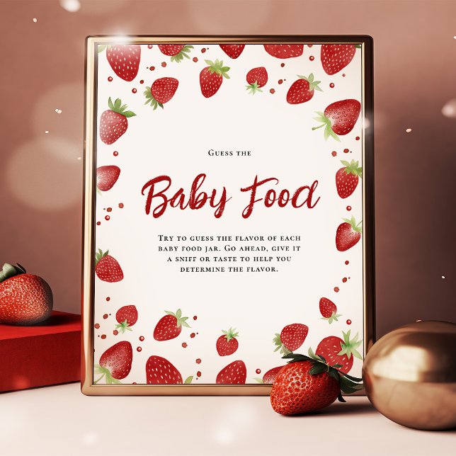 Poster Guess Baby Food Strawberry Baby shower panneau (Créateur téléchargé)